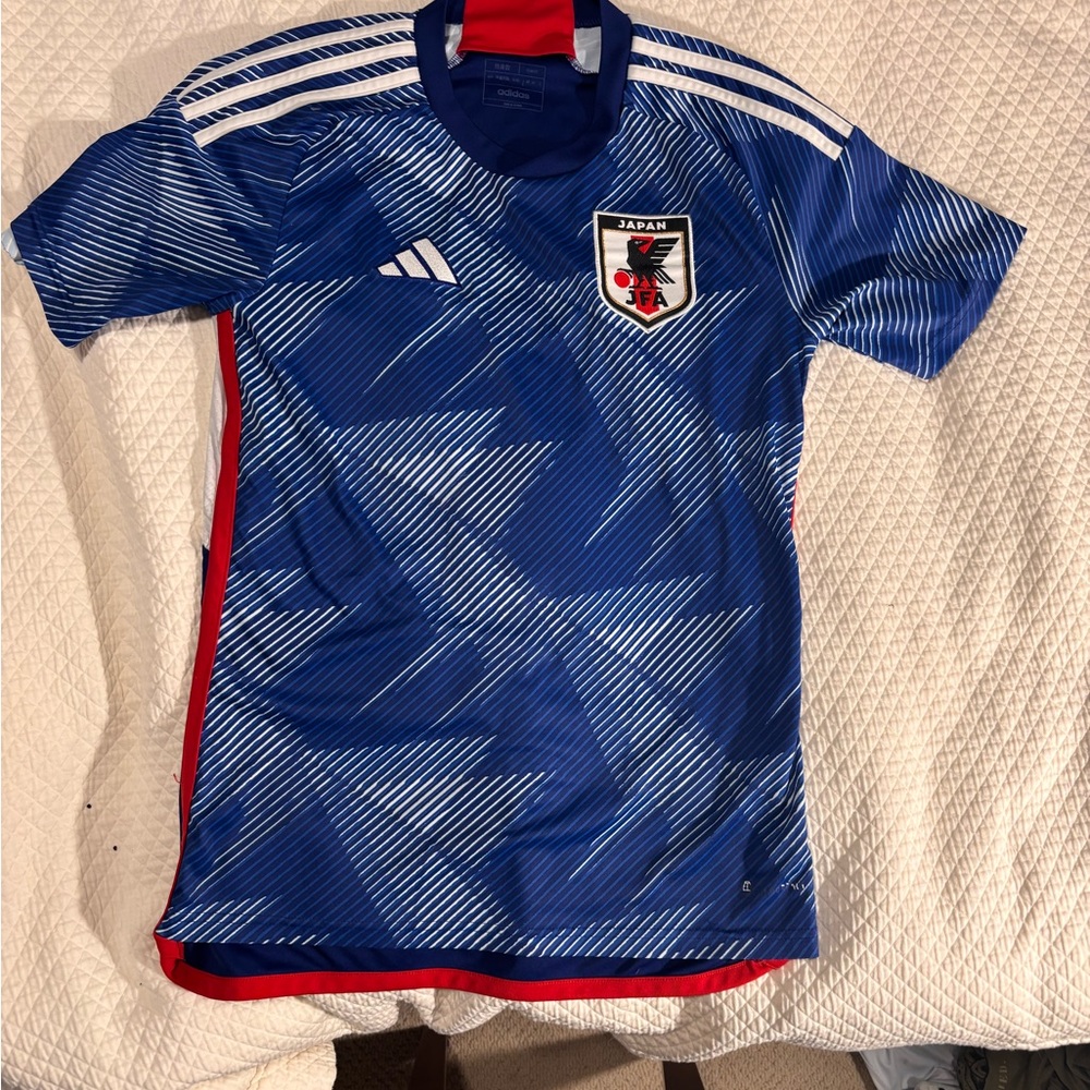 Adidas Japan Small Soccer Jersey in Blue with White and Red Accents